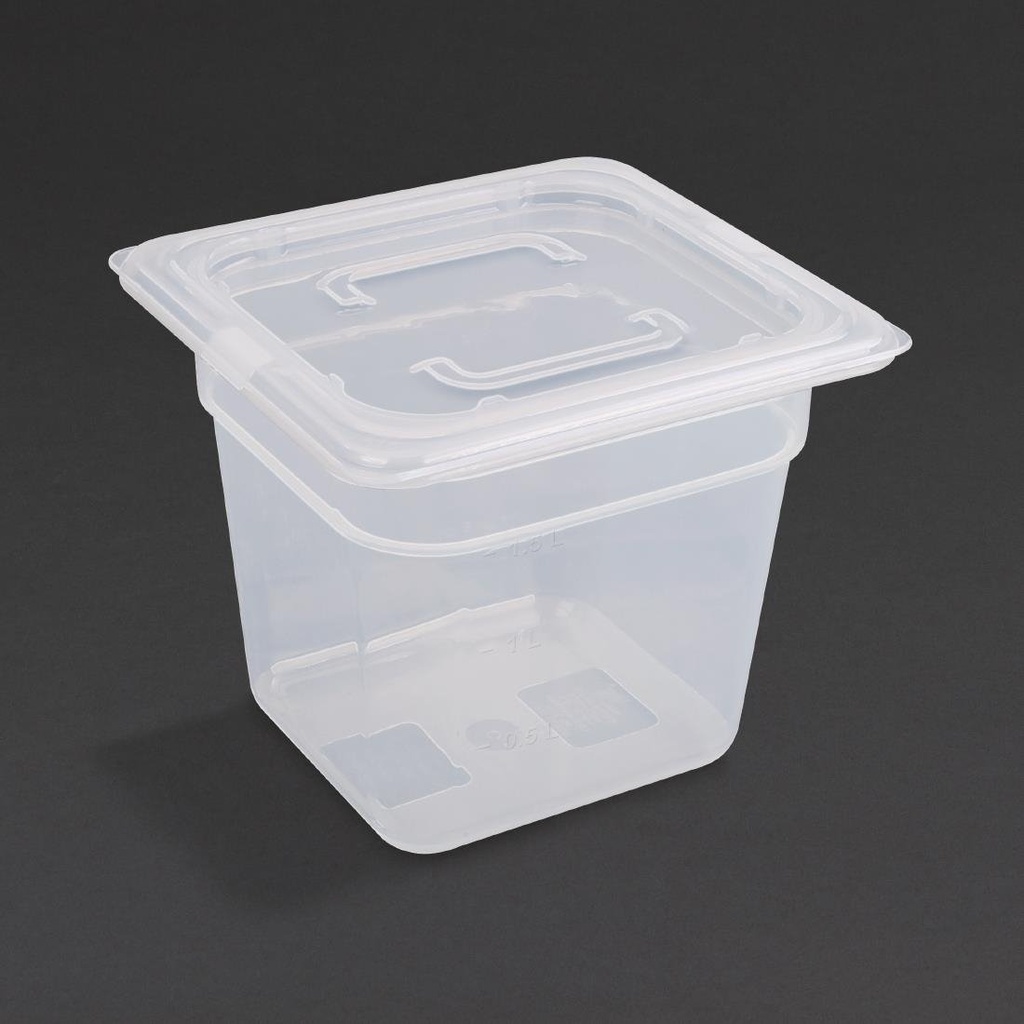 Vogue polypropyleen GN 1/6 bak met deksel 15cm (4 stuks)