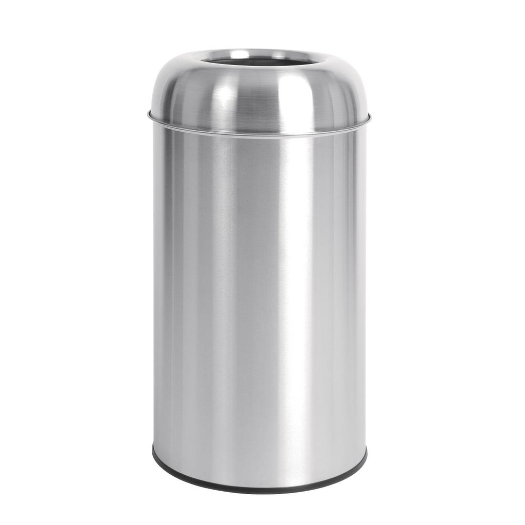 Bolero RVS bullet afvalbak open-top zilver 40Ltr