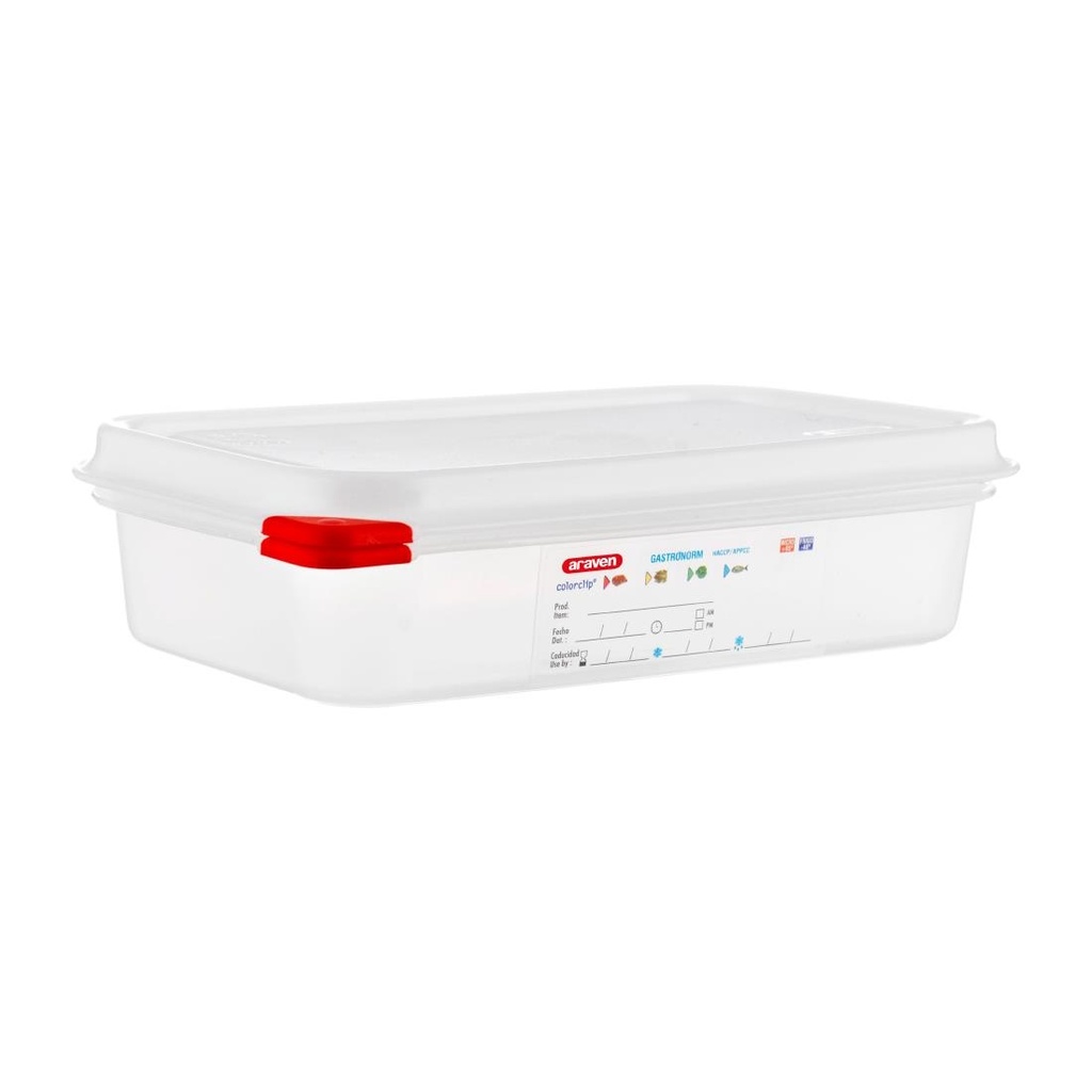 Araven polypropyleen 1/4 gastronorm voedselbewaarcontainers 1,8L (4 stuks)