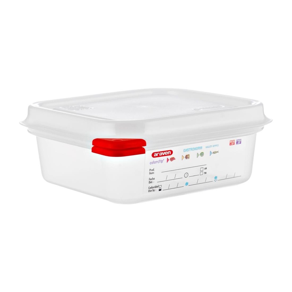 Araven polypropyleen 1/6 gastronorm voedselbewaarcontainers 1,1L (4 stuks)