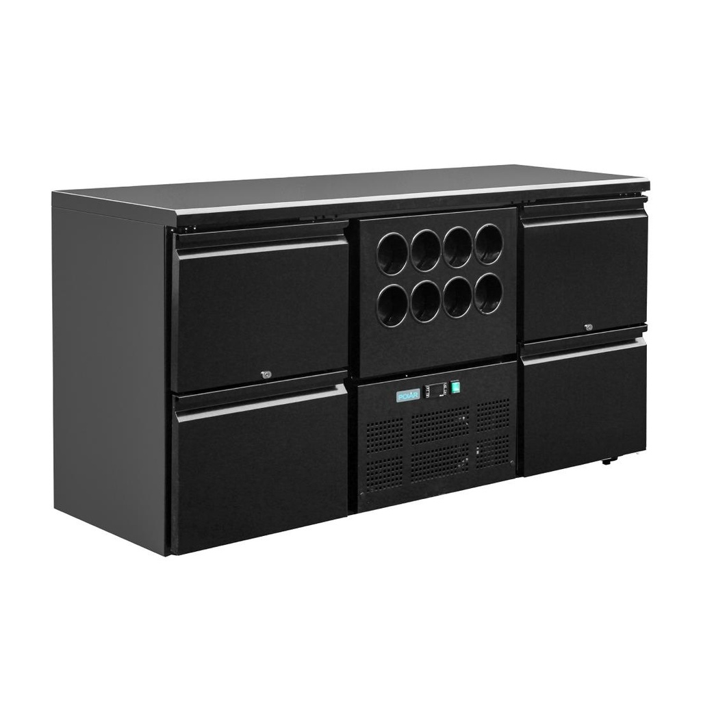 Polar U-serie werkbank koeling 4 laden plus flessennest (8 flessen)
