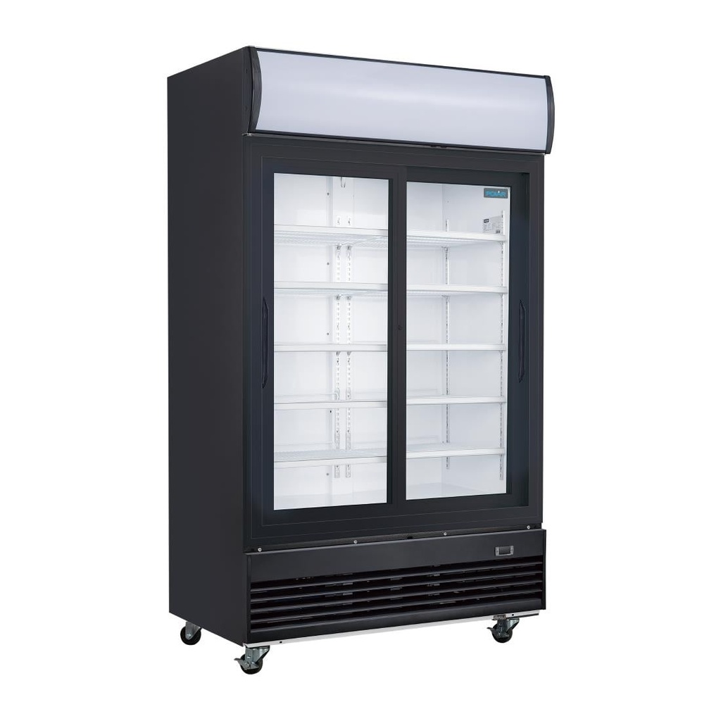 Polar G-Series verticale schuifdeur display koeling met lichtbak 950L zwart
