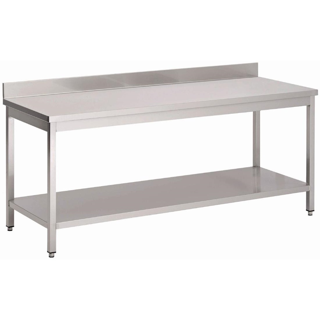 Gastro M RVS werktafel met onderblad en achteropstand 90x120x60cm