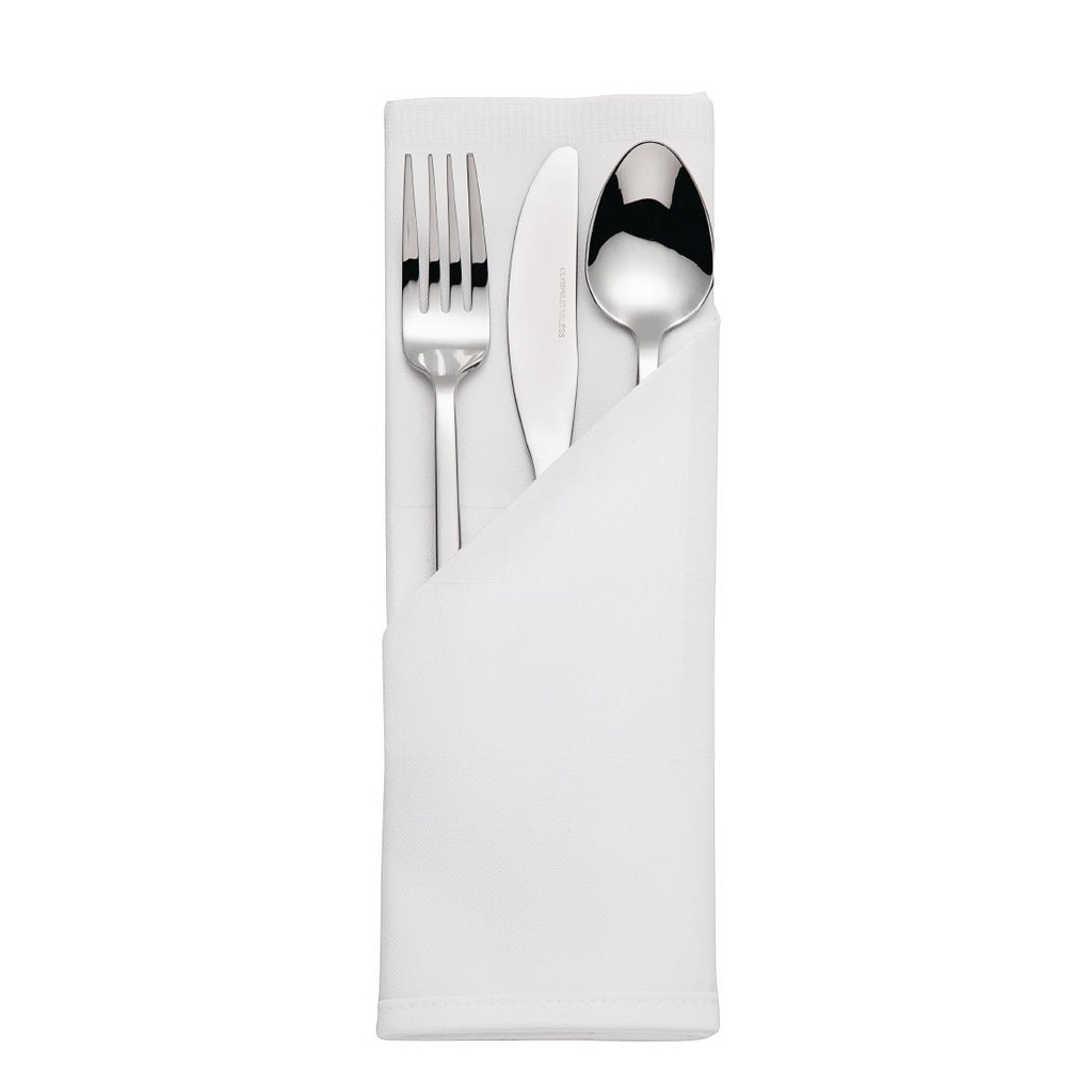 Mitre luxe satijnen band servetten katoen wit (10 stuks)