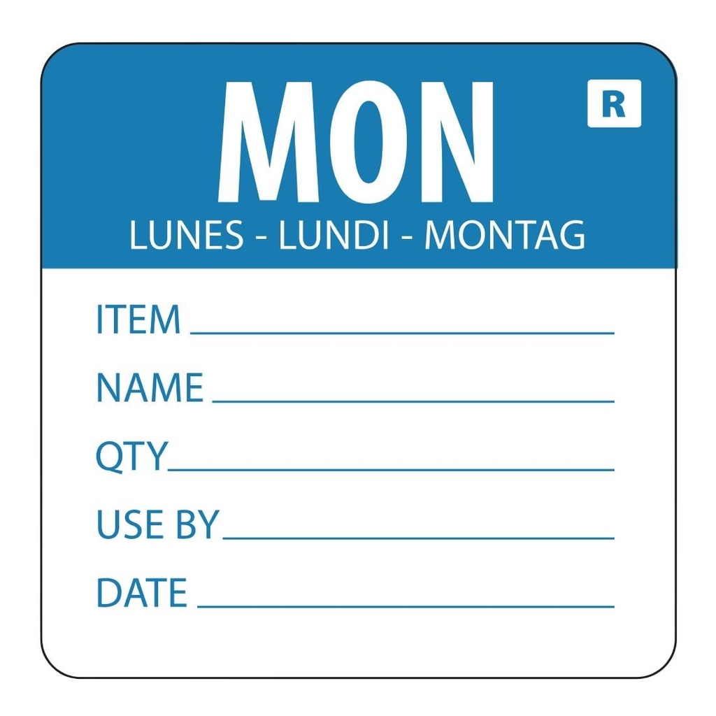 Hygiplas verwijderbare dag van de week labels maandag 50x50mm (500 stuks)