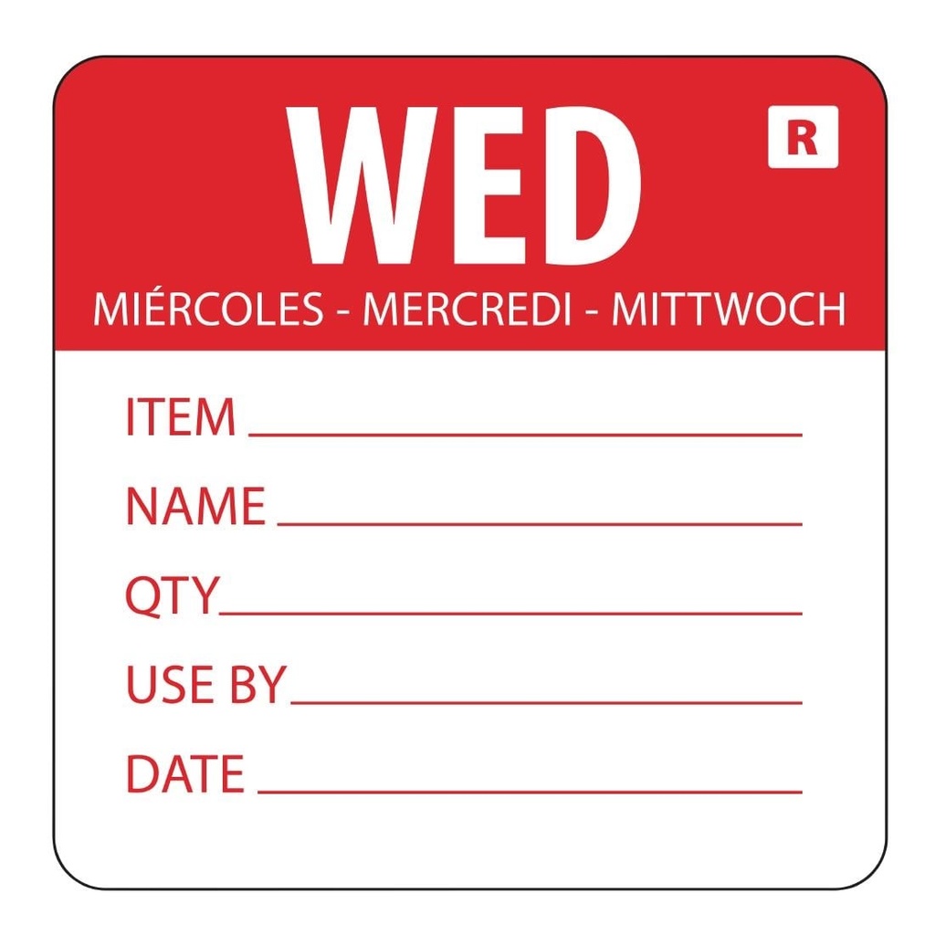 Hygiplas verwijderbare dag van de week etiketten woensdag (500 stuks)