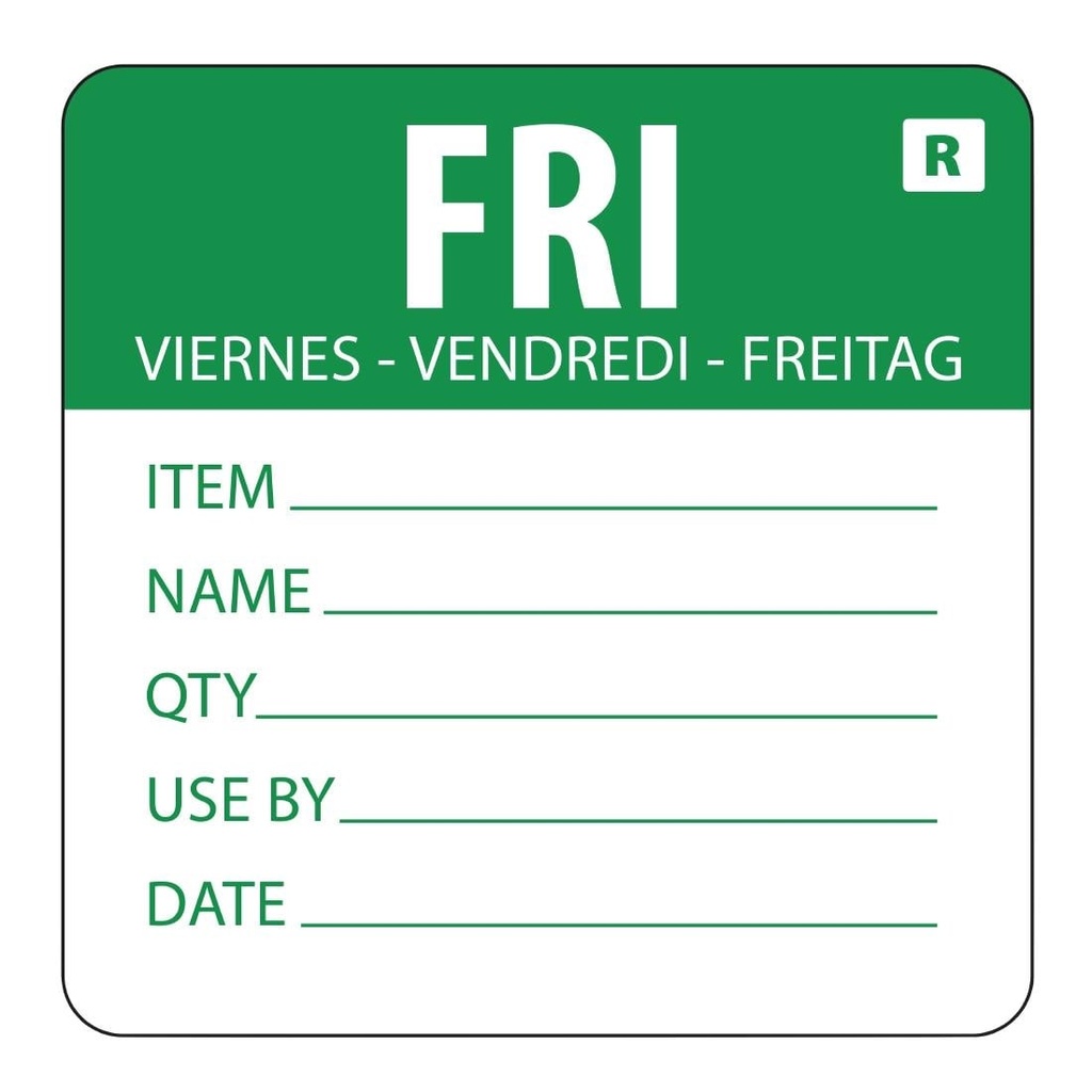 Hygiplas verwijderbare dag van de week labels vrijdag (500 stuks)