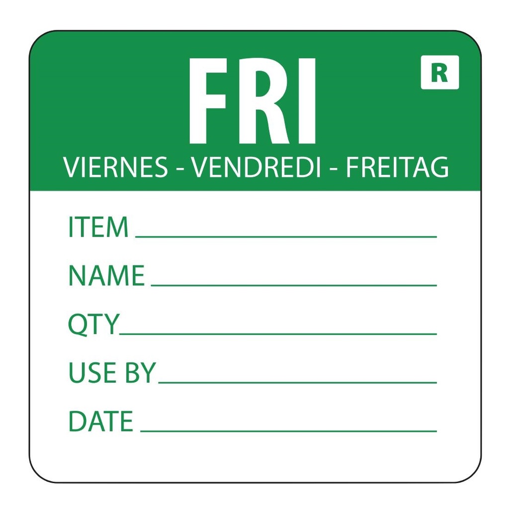 Hygiplas voedseletiketten kleurcode vrijdag (500 stuks)