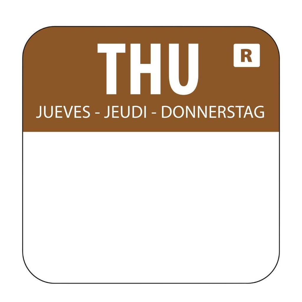 Hygiplas verwijderbare kleurgecodeerde voedseletiketten Donderdag (1000 stuks)