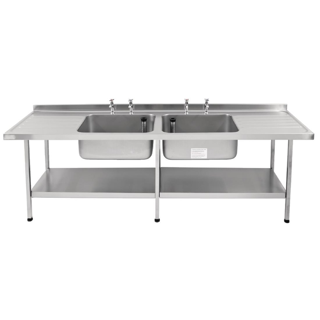 Franke Sissons RVS spoeltafel - dubbele spoelbak dubbel afdruiprek - 2400x650mm