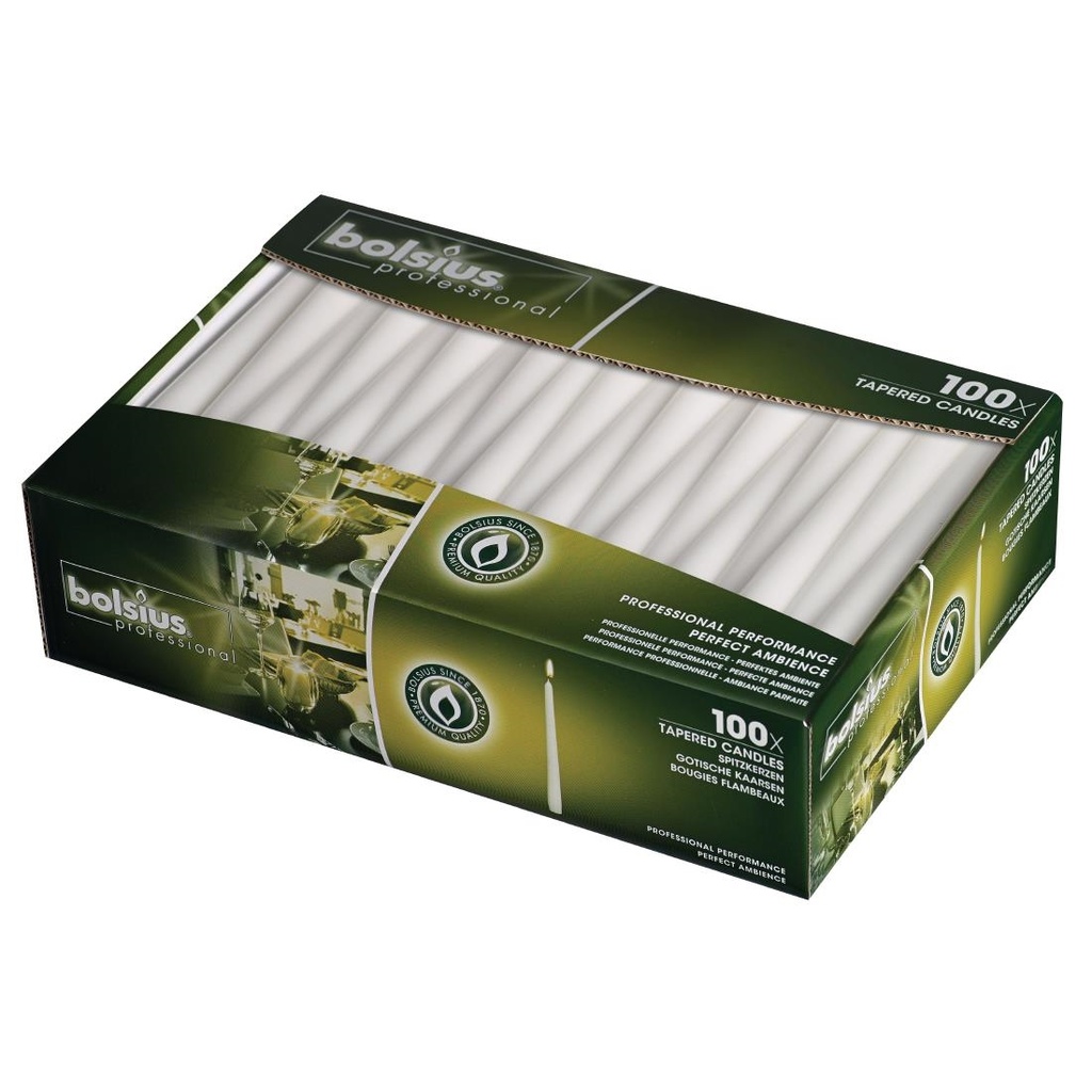 Bolsius gotische dinerkaarsen wit (100 stuks)