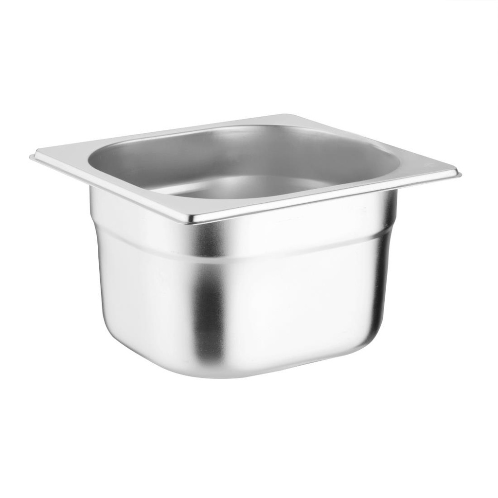 Vogue roestvrijstalen gastronormbakken set met deksels 1/6 (4 stuks)