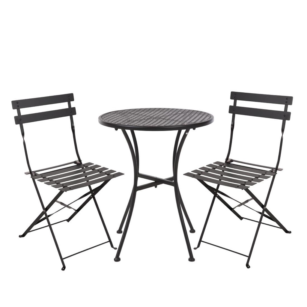 Bolero stalen tuinset zwart (tafel en twee stoelen) 