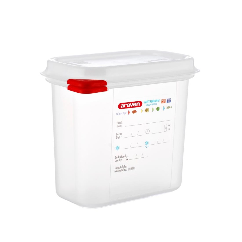 Araven polypropyleen 1/9 gastronorm voorraadcontainer 1,5L (4 stuks)