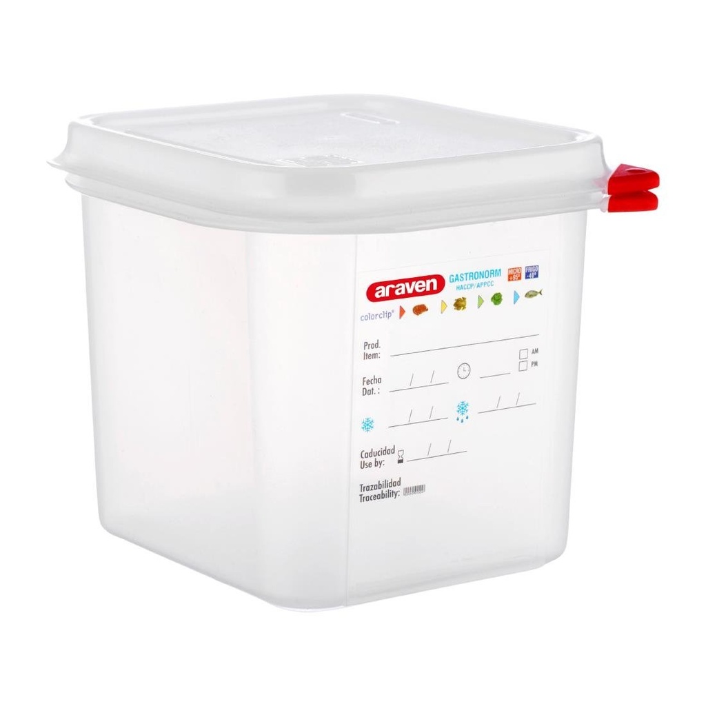 Araven polypropyleen 1/6 Gastronorm voedselbakken 2,6L (4 stuks)