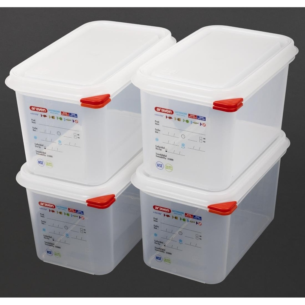 Araven polypropyleen 1/4 gastronorm voorraaddozen 4,3L (4 stuks)