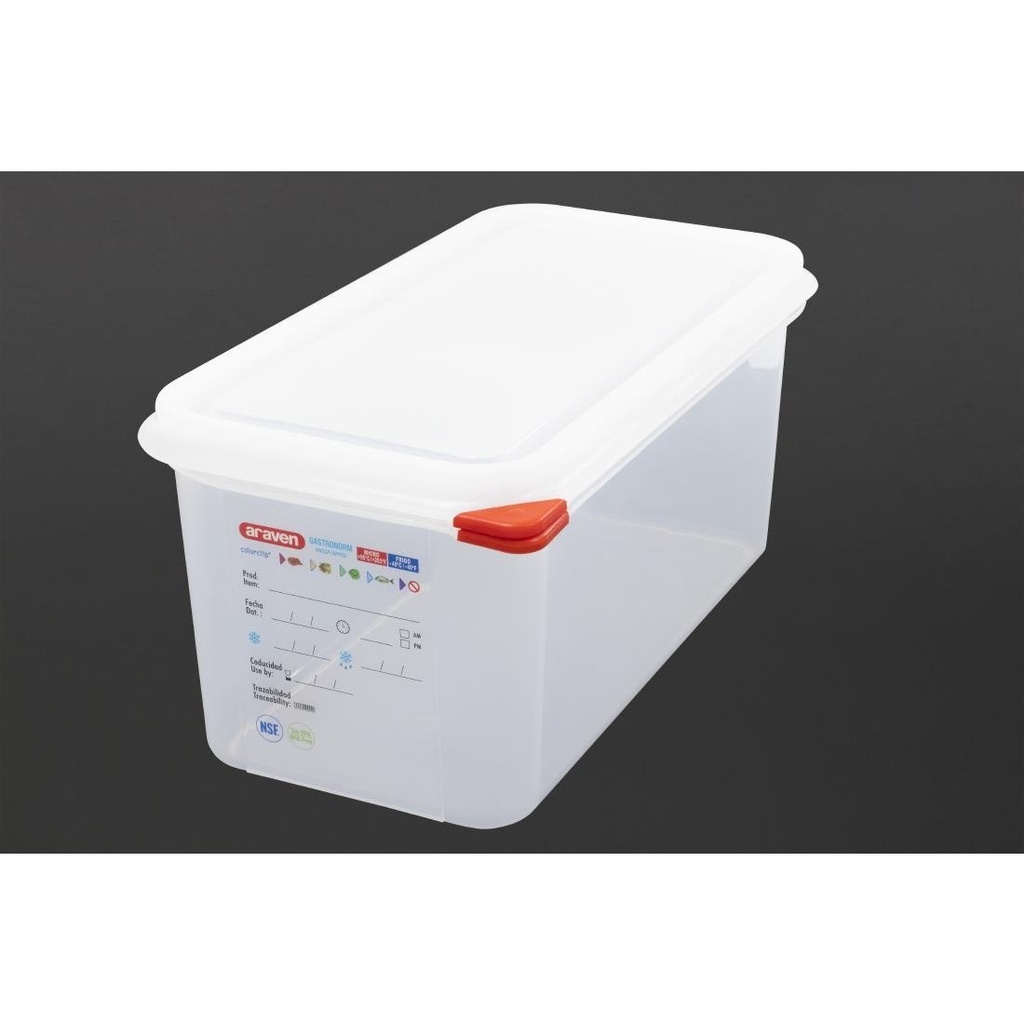 Araven GN 1/3 voedselbak met deksel 6Ltr (4 stuks)