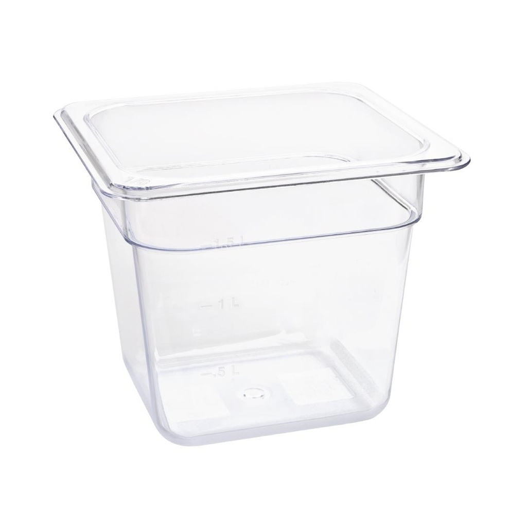 Vogue polycarbonaat 1/6 gastronorm container 150mm transparant