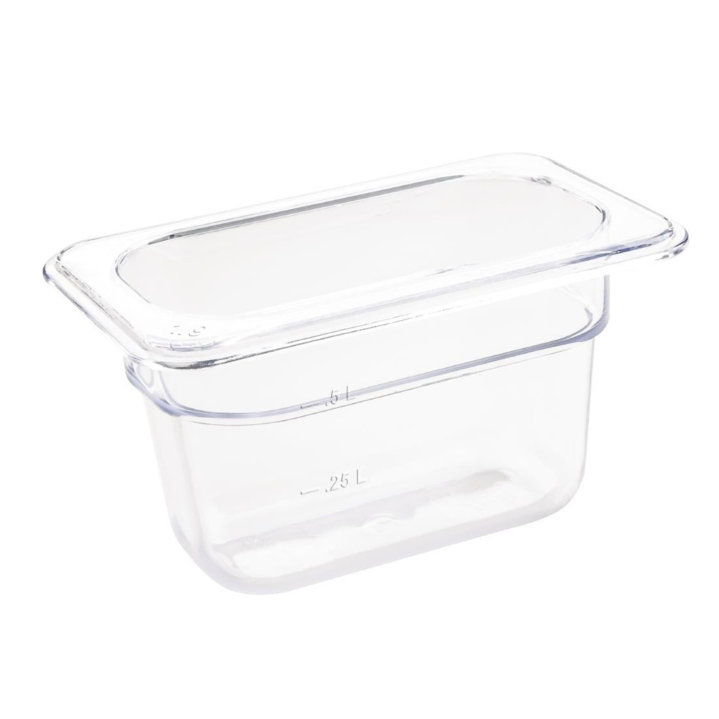 Vogue polycarbonaat 1/9 gastronorm container 100mm helder