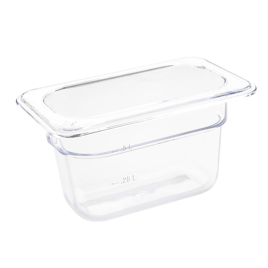 Vogue polycarbonaat 1/9 gastronorm container 100mm helder
