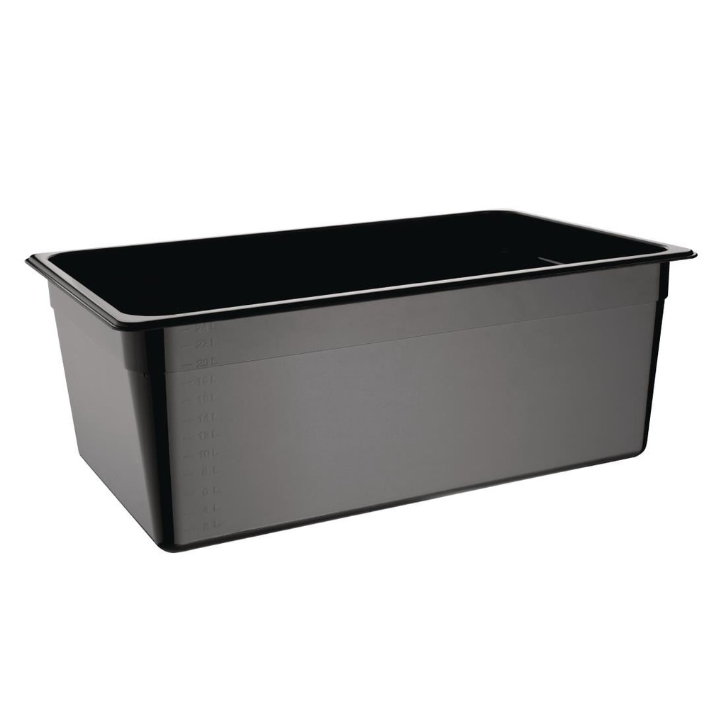 Vogue polycarbonaat 1/1 gastronorm container 200mm zwart