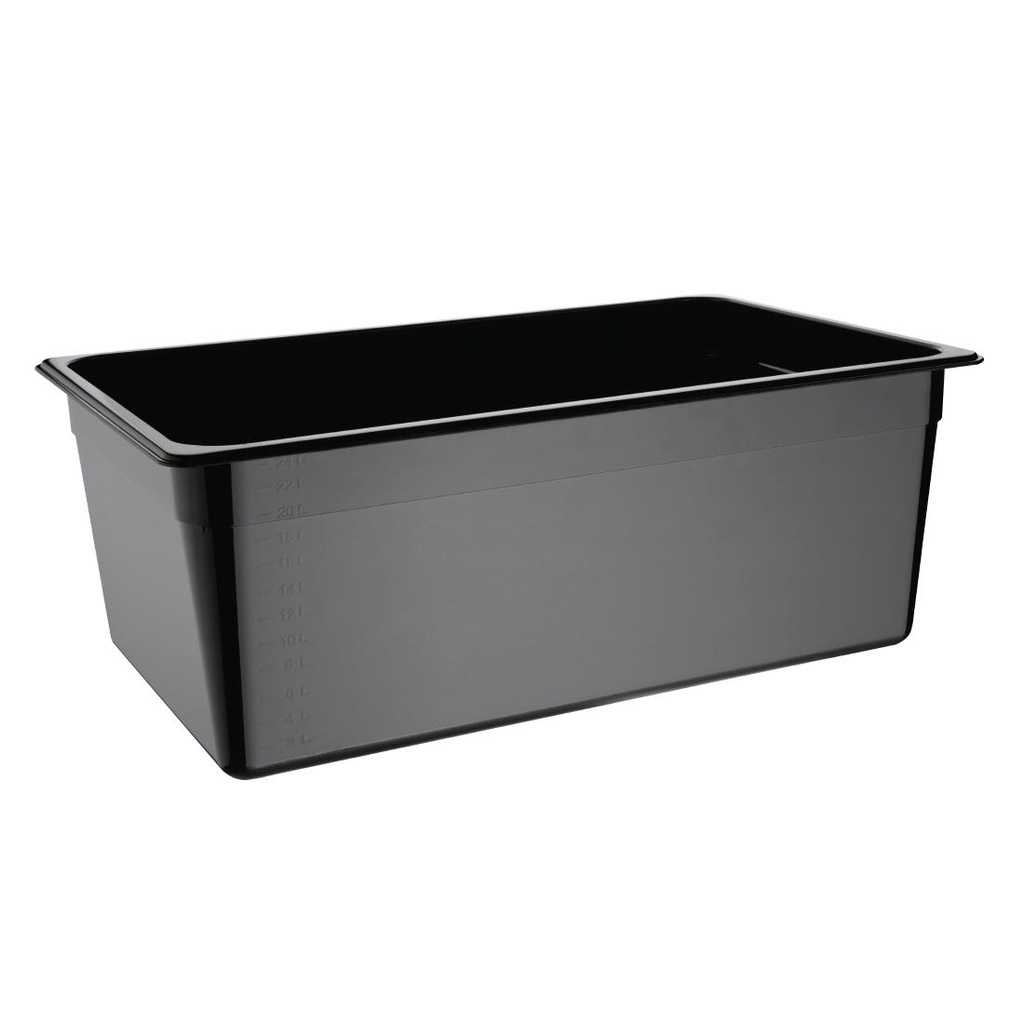 Vogue polycarbonaat 1/1 gastronorm container 200mm zwart