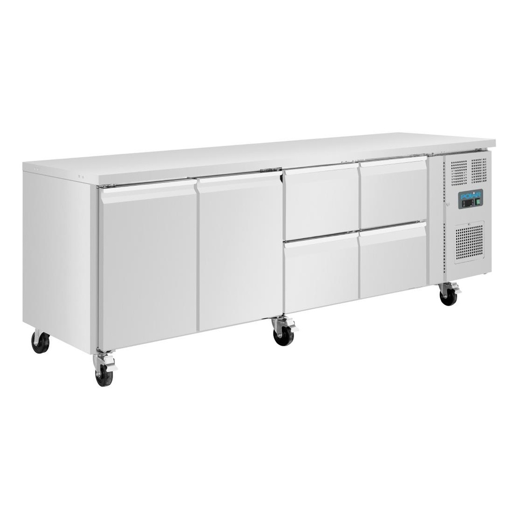 Polar U-serie premium koelwerkbank 2 deuren 4 lades 476L