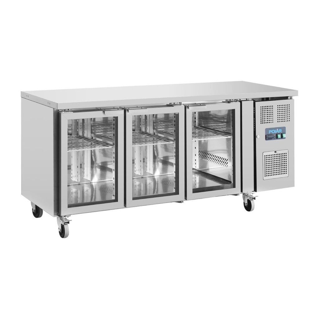 Polar U-serie premium driedeurs displaykoeling laag model 358Ltr