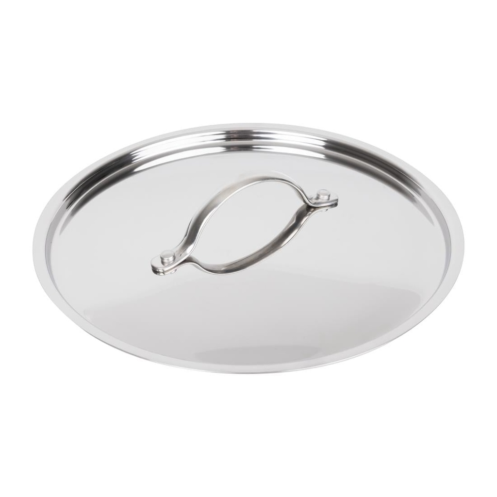 Vogue Tri Wall stoofpannendeksel 24cm van roestvrij staal en aluminium