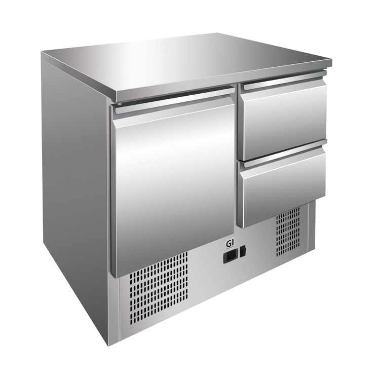 Gastro-Inox RVS werkbank met 1 deur & 2 laden, geforceerd gekoeld