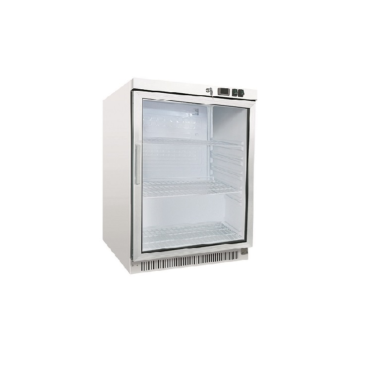 Gastro-Inox wit stalen koeling 200 liter met glasdeur, statisch gekoeld