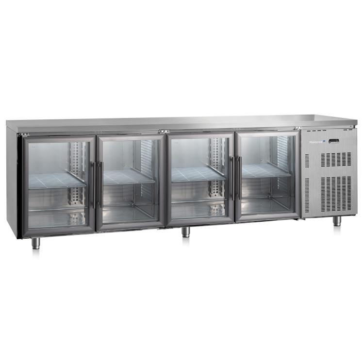 Marecos Softline RVS gekoelde werkbank 600mm diep met 4 glasdeuren