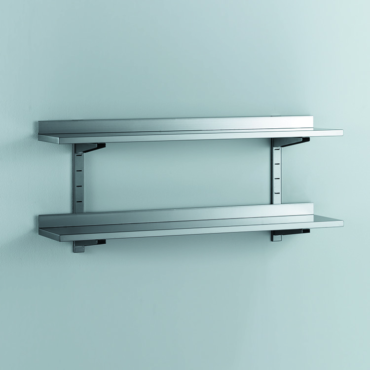 Dubbele wandplank van roestvrijstaal, 2000(l)x400(d)mm