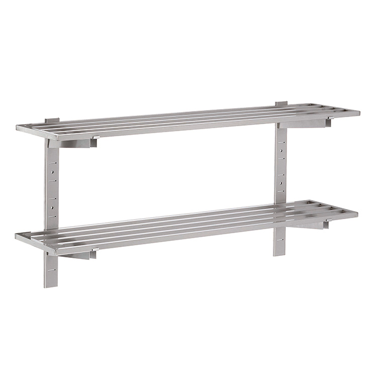 Gastro-Inox RVS open dubbele wandplank, 1400(l)x400(d)mm