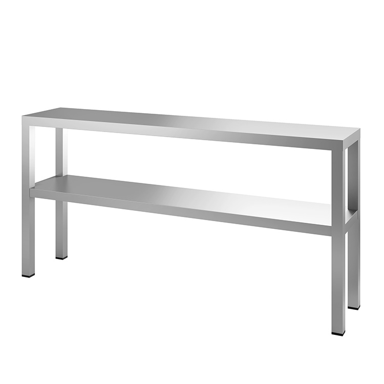 Dubbele etagère van roestvrijstaal, 1400(l)x300(d)x650(h)mm