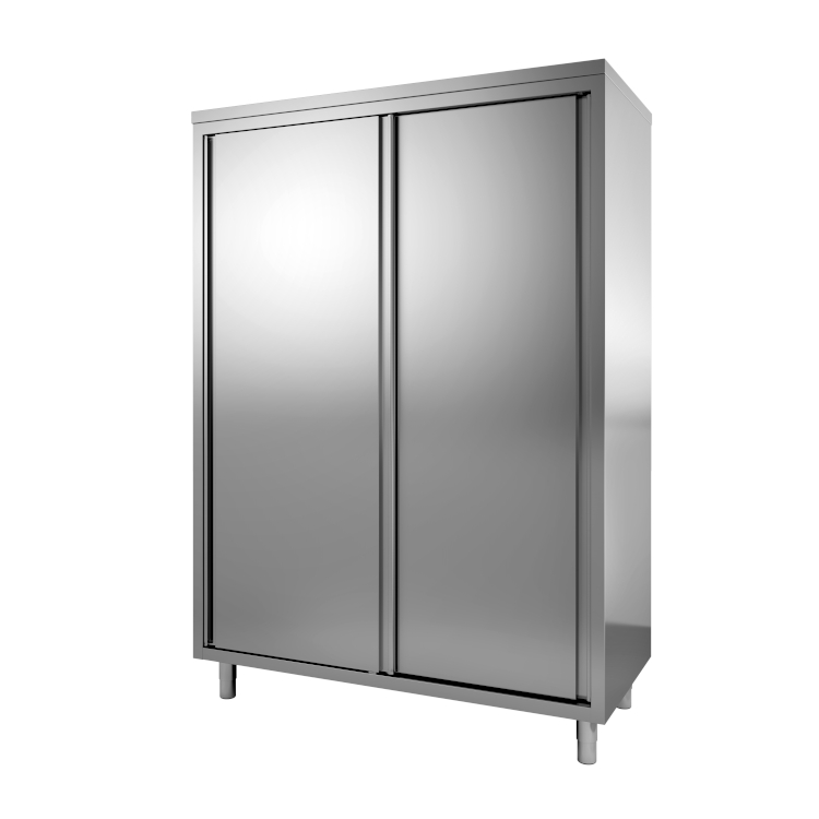 Werkkast van roestvrijstaal met schuifdeuren, 1900(l)x600(d)x1500(h)mm