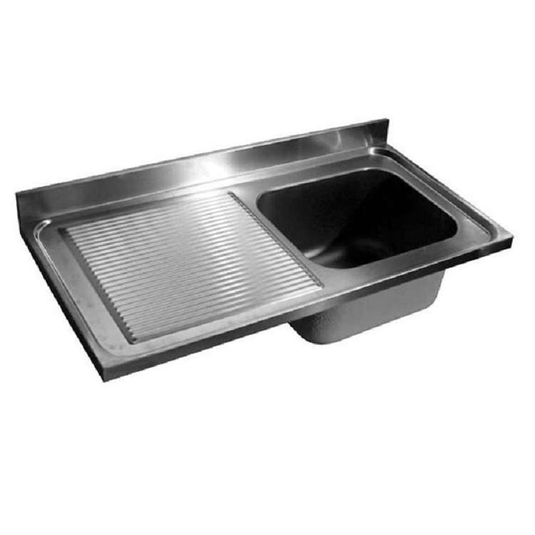 Spoeltafelwerkblad bak R roestvrijstaal AISI 304, 1200(l)x700(d)x40(h)mm