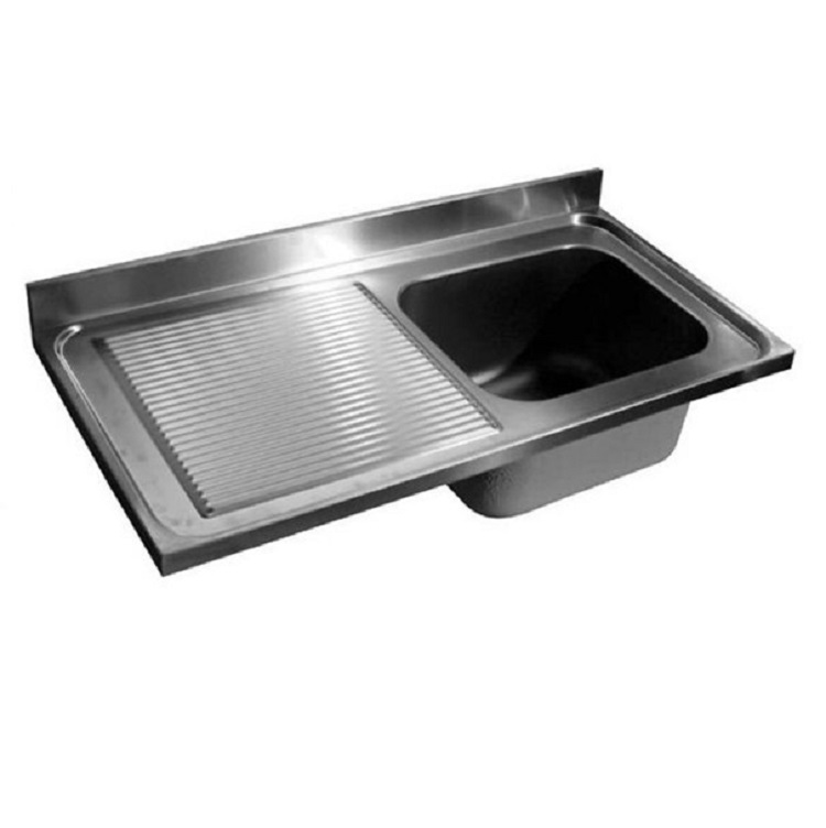 Spoeltafelwerkblad bak R roestvrijstaal AISI 304, 1400(l)x700(d)x40(h)mm