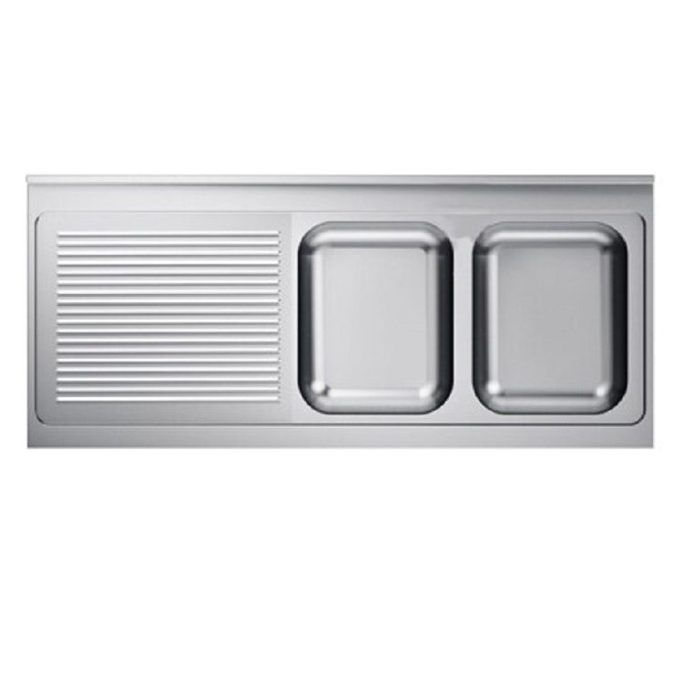 Spoeltafelwerkblad bakken R roestvrijstaal AISI 304, 1600(l)x700(d)x40(h)mm