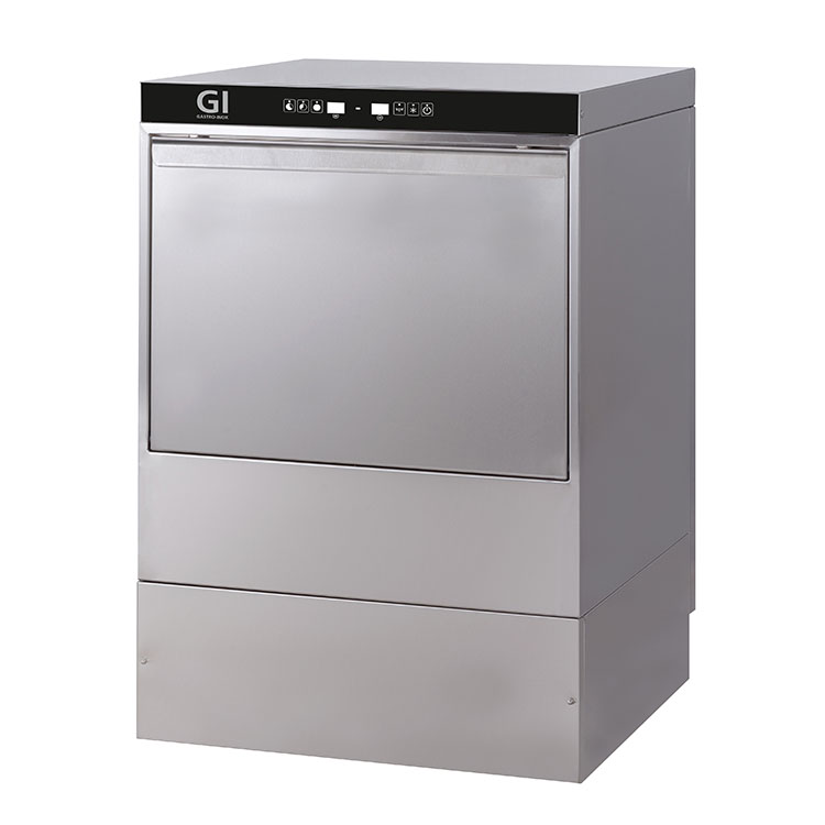 Gastro-Inox digitale vaatwasmachine met afvoerpomp, zeepdispenser en breaktank, 50x50cm, 400V