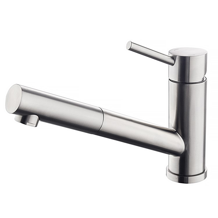 Monobloc keuken mengkraan met uittrekbare sproeikop, roestvrijstaal AISI 304