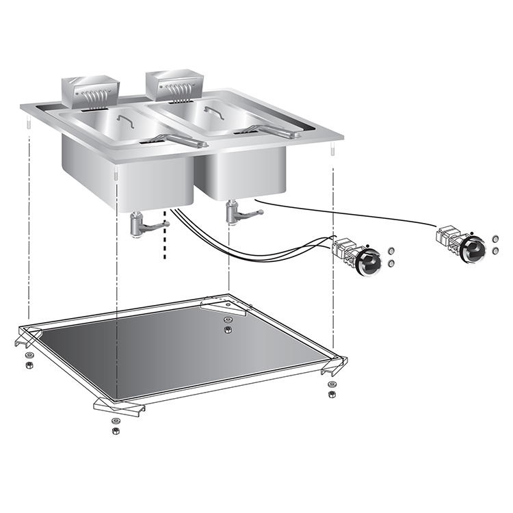 Mareno drop-in friteuse 10+10 liter, 60 cm, 10kW
