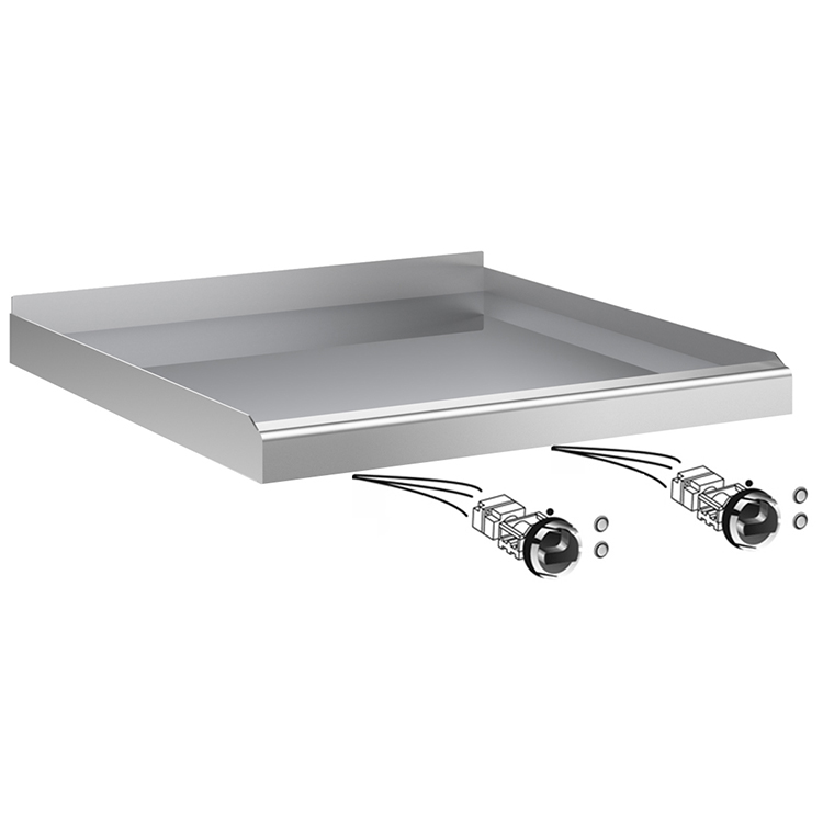 Mareno drop-in bakplaat 60cm, roestvrijstaal bakoppervlak 1/2 glad-1/2 geribbeld