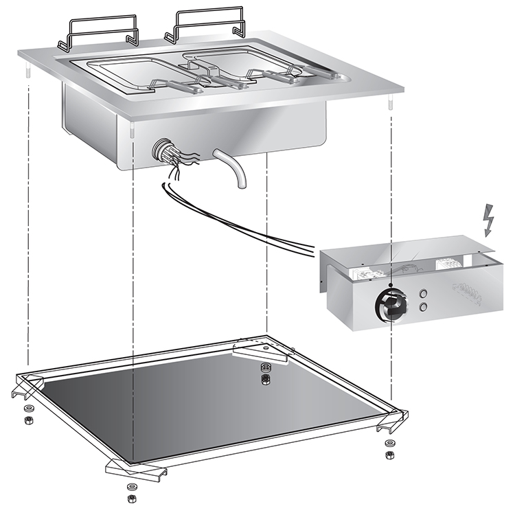Mareno drop-in pastakoker drop-in 60cm met aansluitblok