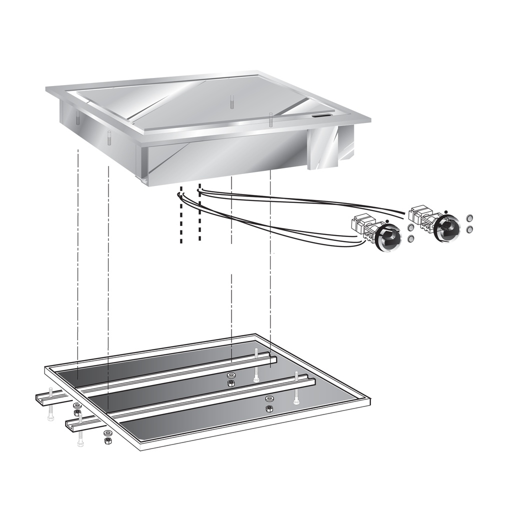 Mareno drop-in bakplaat 80cm, verchroomd bakoppervlak