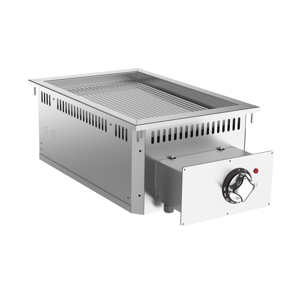 Mareno 700 drop-in bakplaat 40cm, verchroomd bakoppervlak, geribbeld