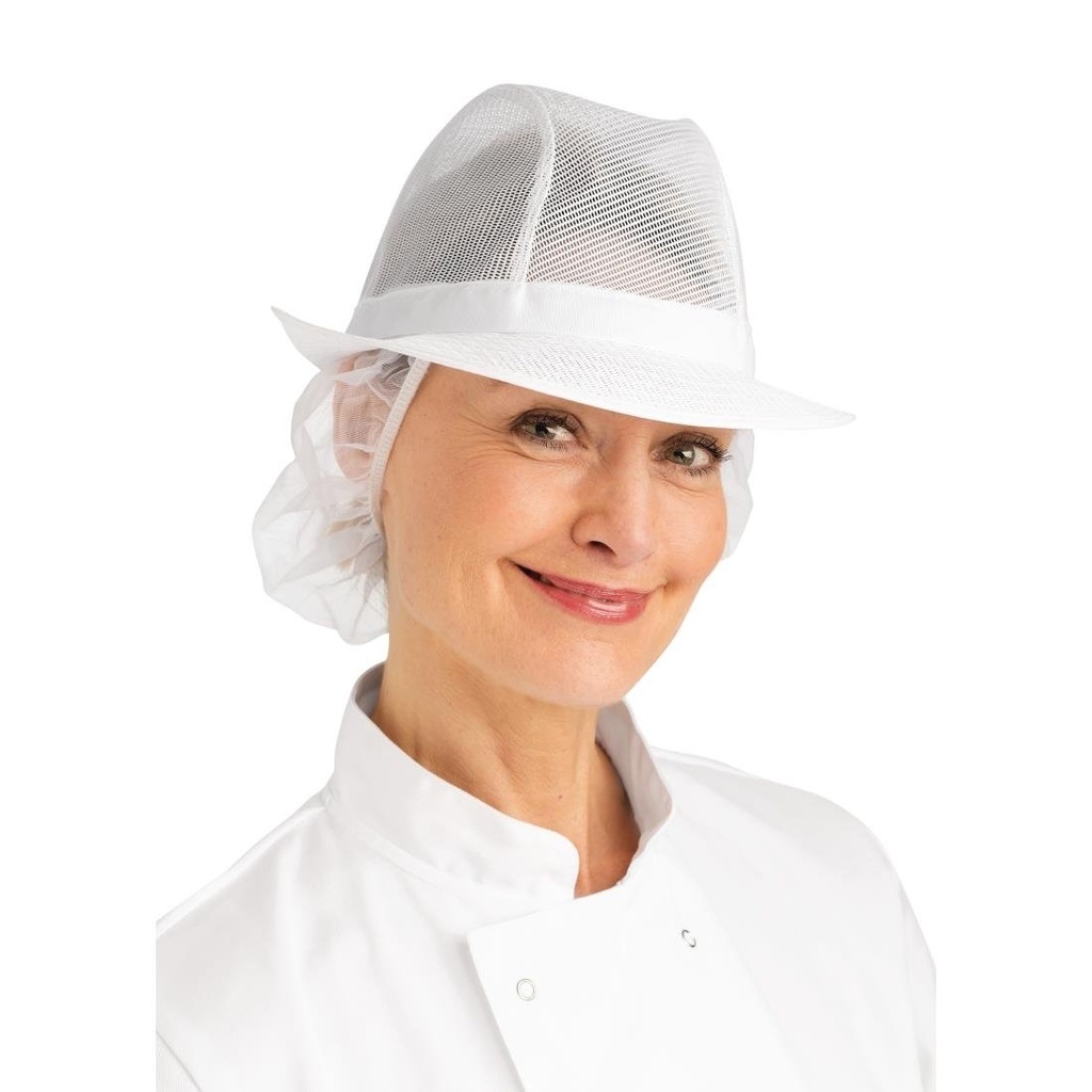 Trilby hoed met haarnetje wit M