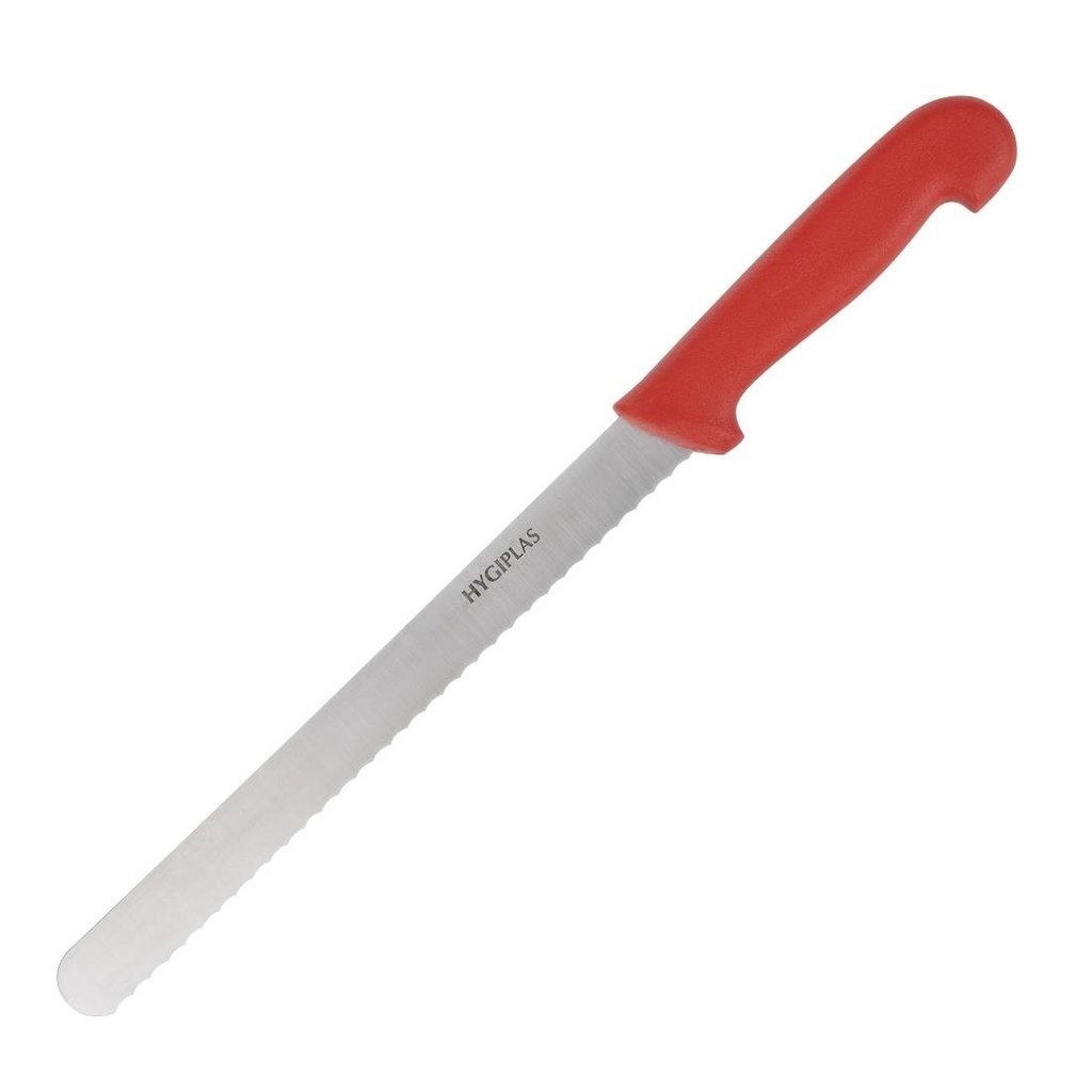 Hygiplas gekarteld vleesmes 25,5cm rood