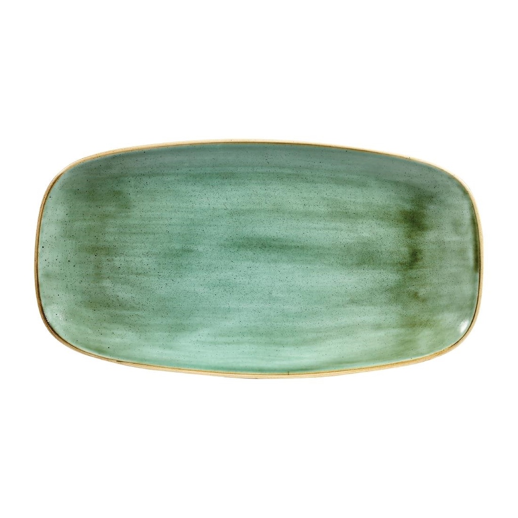Churchill Stonecast Samphire Green Chefs Ovaal Bord 35.2 x 18.7cm (pak van 6)