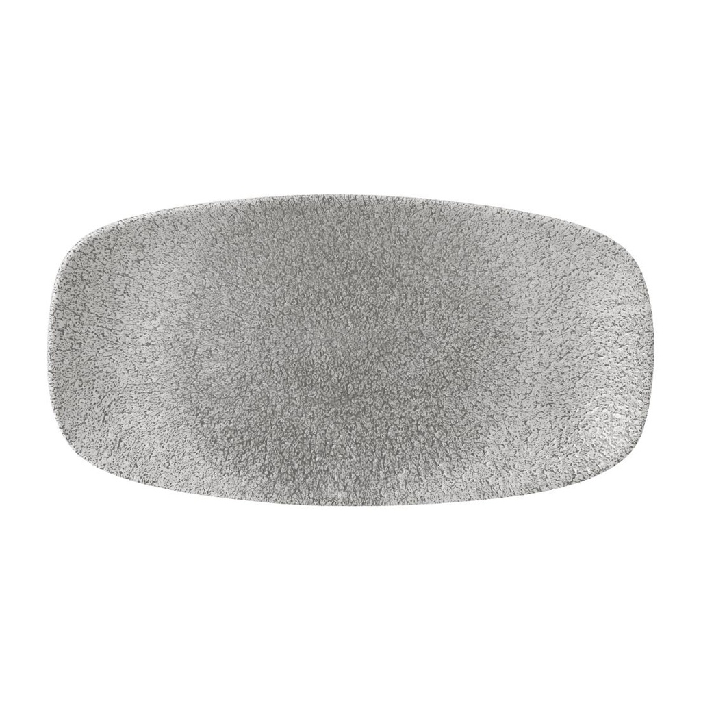 Churchill Raku Jasper Grey Chefs Ovaal Bord 29.8 x 15.2cm (pak van 12)